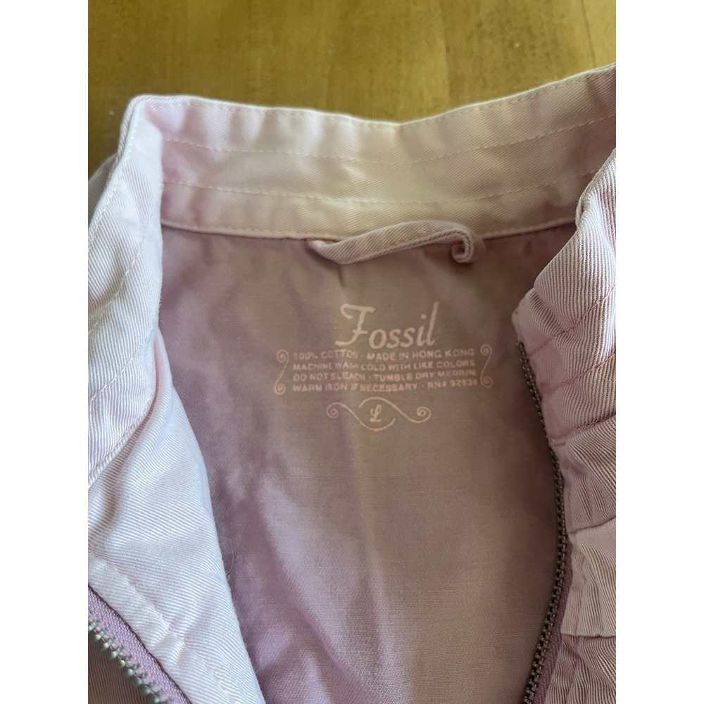 Y2K Fossil Women's Jacket Light Pink Sz L 100% Cotton Vintage - Picture 3 of 8